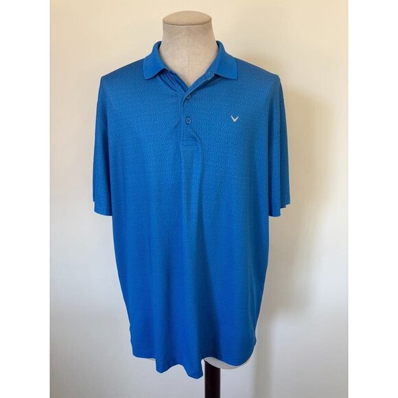 CALLAWAY Opti-Dry Short Sleeve Golf Shirts Mens Size Large LOT OF 2 Blue Check - Picture 2 of 14